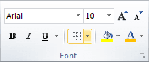 Font group in Excel 2010