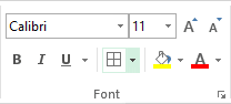 Font group in Excel 2013