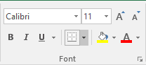 Font group in Excel 2016