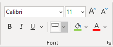 Font group in Excel 365