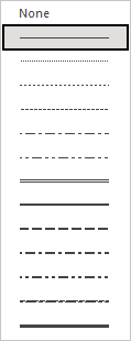 Line Style list in Excel 365