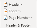 Header and Footer group in Word 365