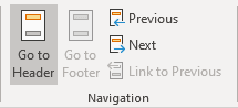 Go to Header in Word 365