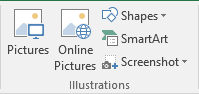 Illustrations group in Excel 2016