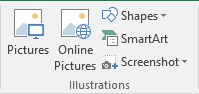 Illustrations group in Excel 2016 Illustrations group in Excel 2016