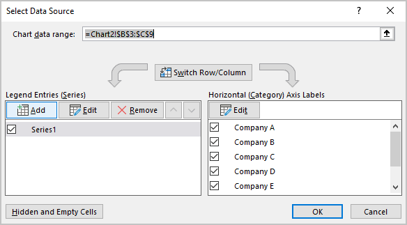 Add data series in Excel 365