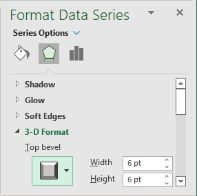 3-D Format Options in Excel 365