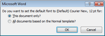 Default Font in Word 2010
