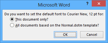 Default Font in Word 2013