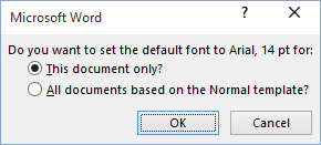 Default Font in Word 2016