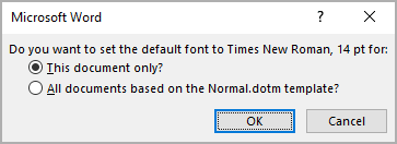 Default Font in Word 365