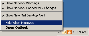 Outlook 2003 window settings