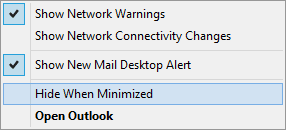 Outlook 2013 window settings