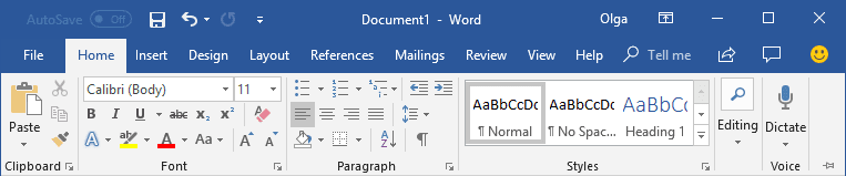 Display Minimized Ribbon Word 2016