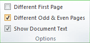 Header and Footer Options in Word 2010