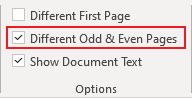 Different Odd and Even Pages in Word 365