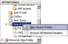 popup New Search Folders Outlook 2003