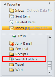 Search Folders in Outlook 2010