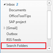 Search Folders in Outlook 2013
