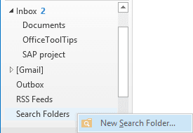 popup New Search Folders in Outlook 2013
