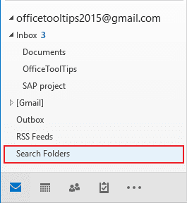 Search Folders in Outlook 2016