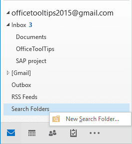 popup New Search Folders Outlook 2016 popup New Search Folders in Outlook 2016