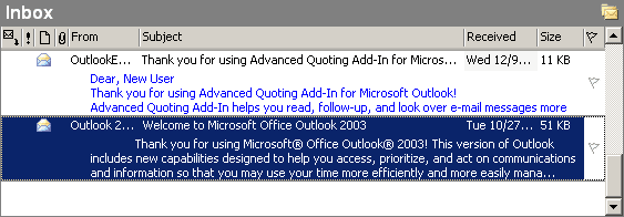 AutoPreview in Outlook 2003
