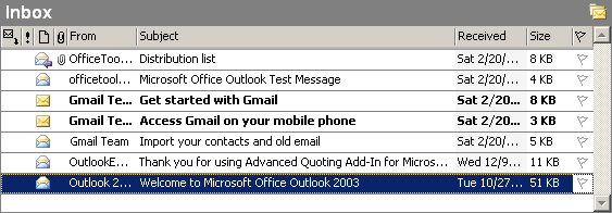 Inbox in Outlook 2003