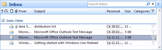 Inbox in Outlook 2007