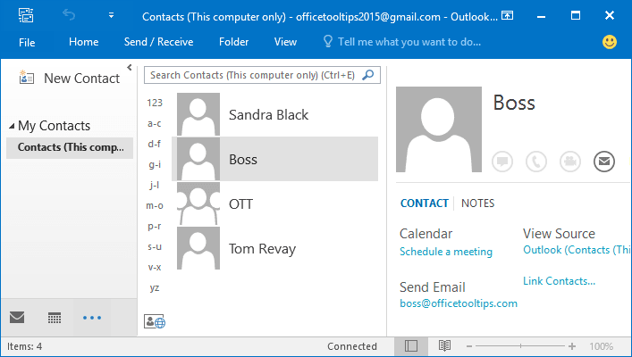 Contacts Outlook 2016 Contacts Outlook 2016