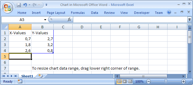 Chart in Microsoft Office Word 2007