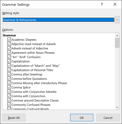 Grammar Settings in Word 2016 Grammar Settings in Word 2016