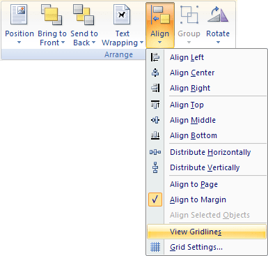 Align in Word 2007