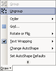 Ungroup in Word 2003