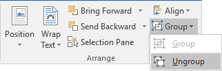 Arrange group in Word 2016