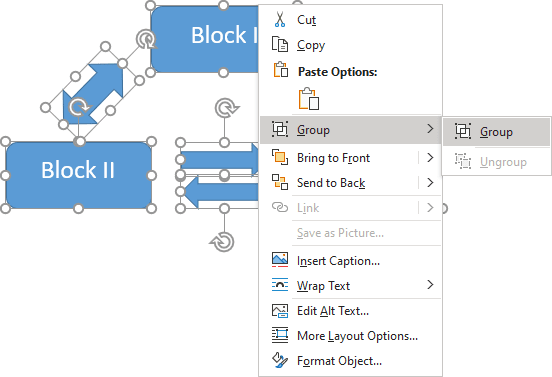Grouping popup in Word 365