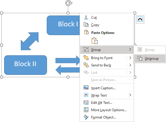 Grouping popup in Word 365