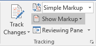 Tracking group in Word 2016