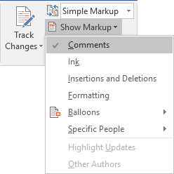 Show Markup in Word 2016 Show Markup in word 2016