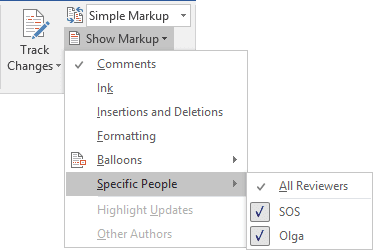 Reviewers in Word 2016