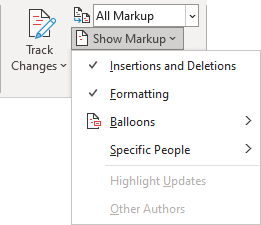 Show Markup in Word for Microsoft 365 Show Markup in Word 365