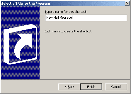 Select a Title for the Program for Outlook 2003