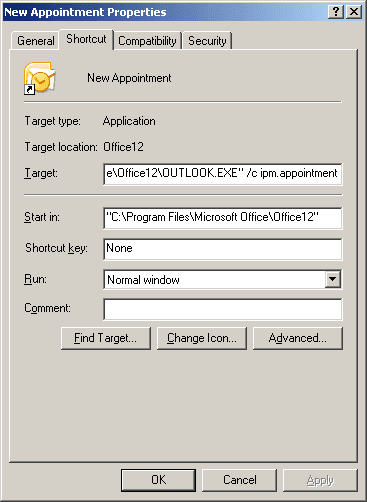New appointment Outlook 2007