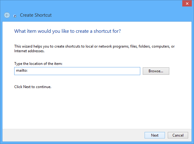 Create Shortcut Windows 8