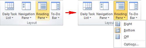 Layout group in Outlook 2010