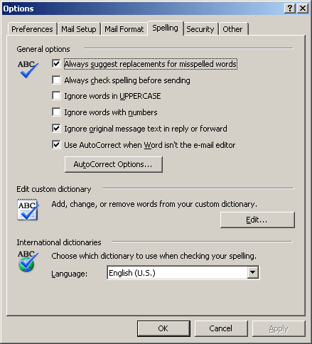 Outlook 2003 Options
