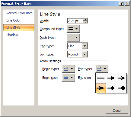 Format Error Bars in Excel 2007
