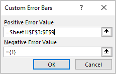 Error Bars range in Excel 365