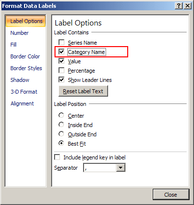 Format Data Labels in Excel 2007