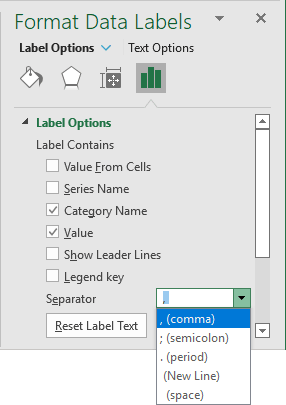 Separator for chart Labels in Excel 365